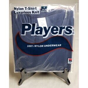 Men's Vintage Rare Deadstock 1980s Player's Blue 100% Nylon T-shirt SZ Small New